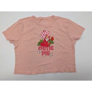 Strawberry Shortcake Cutie Pie‎ Graphic T Shirt Kids M Peach Pink Cropped